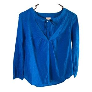 Blue J-Crew half-sleeve blouse XS